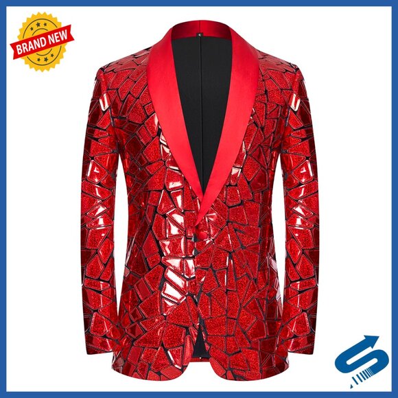 Men's Sequin Blazer Sparkling Formal Wear for Weddings Parties